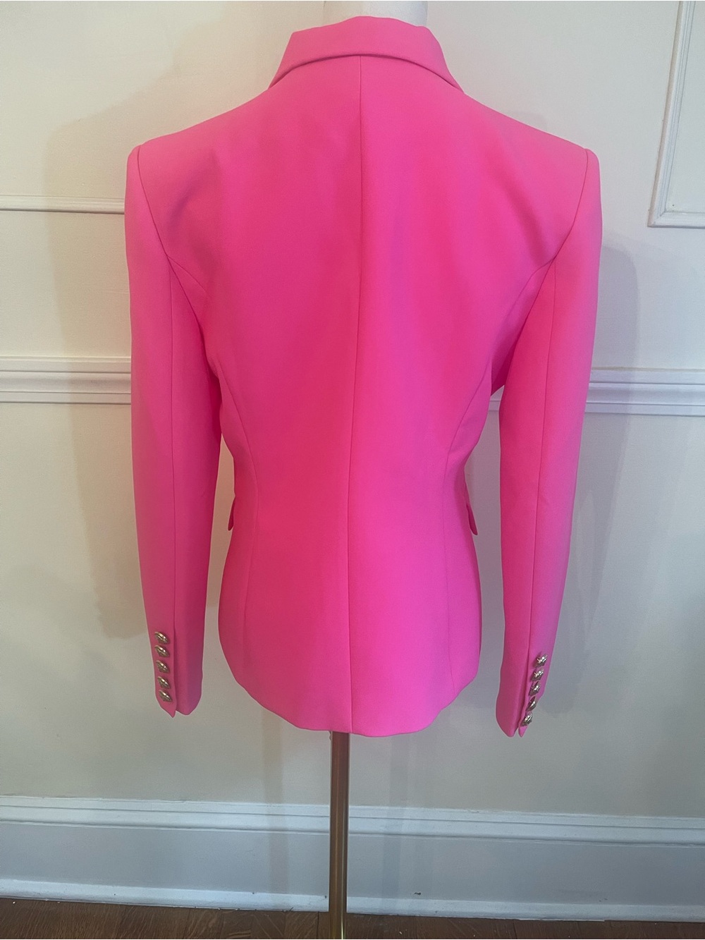 Tailored Double-Breasted Hot Pink Blazer Jacket - Picture 3 of 10